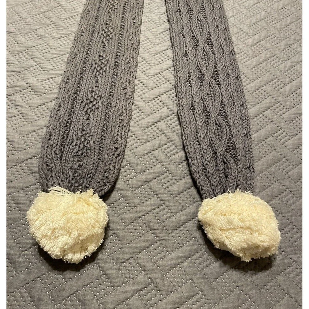 Aran Pom Pom Knit Scarf Patrick Francis Irish 65.5 inches in length